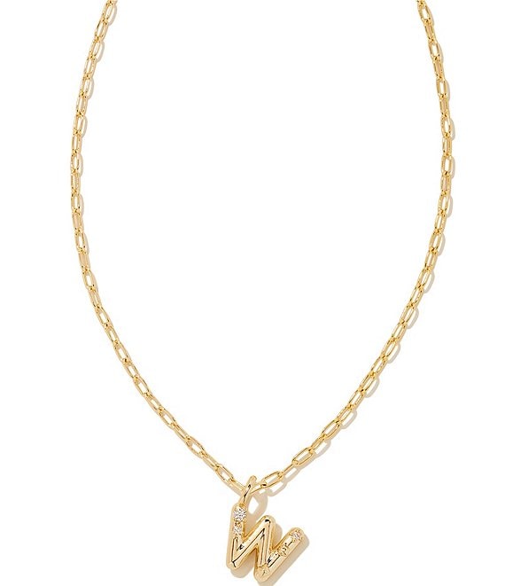 Crystal Letter Gold Short Pendant Necklace in White Crystal
