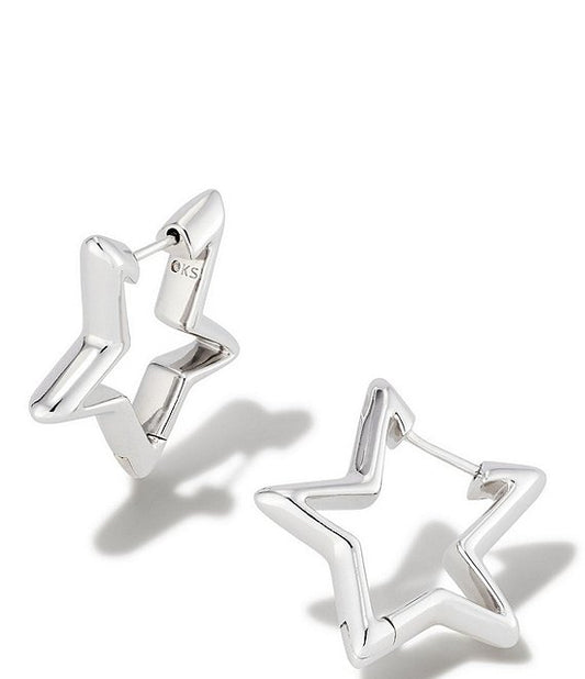 Star Huggie Hoop Earring in Silver