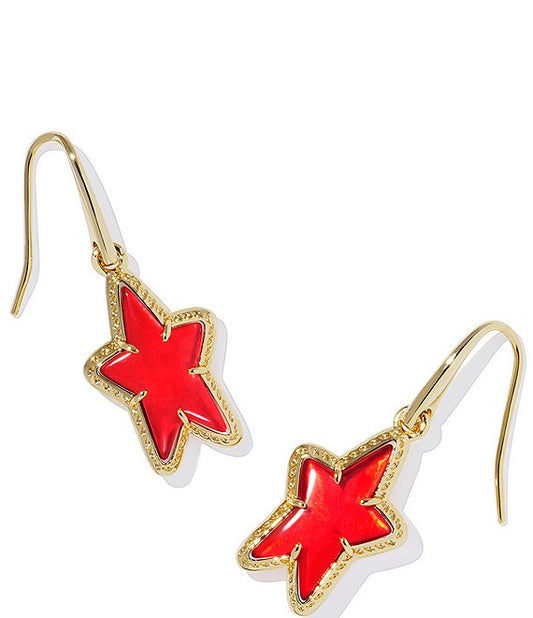 Ada Star Small Drop Earrings in Gold Red Illusion