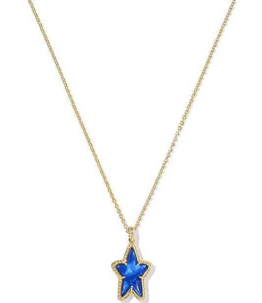 Ada Star Short Pendant Necklace in Gold Cobalt Blue Illusion