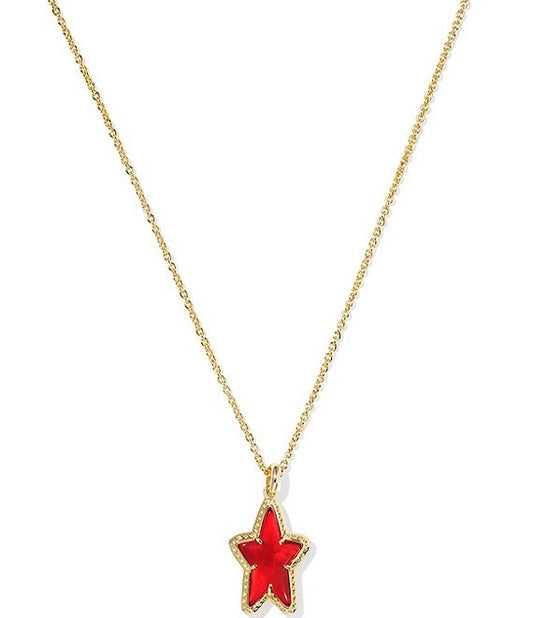 Ada Star Short Pendant Necklace in Gold Red Illusion
