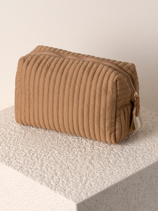 Ezra Large Boxy Tan Cosmetic Bag