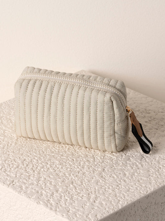 Ezra Small Boxy Ivory Cosmetic Bag