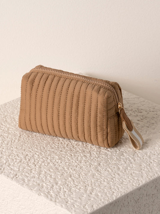 Ezra Small Boxy Tan Cosmetic Bag