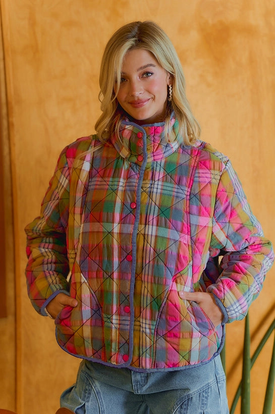 Vintage Plaid Quilted Jacket