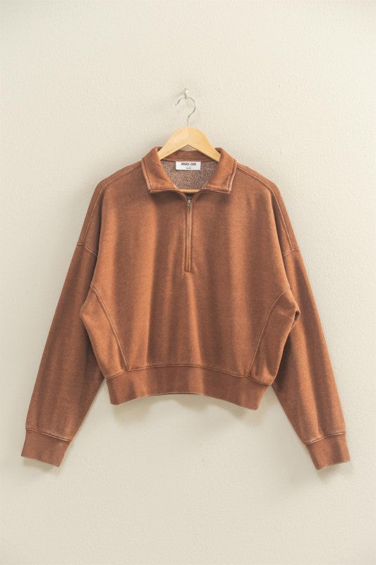 There For It Chestnut Half Zip Sweatshirt