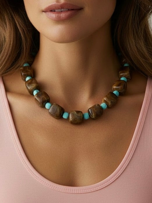 Brown Block Party Necklace