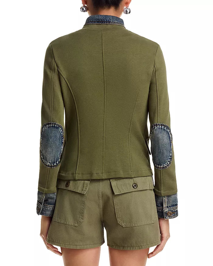 Clarissa Mixed Media Olive Denim Jacket