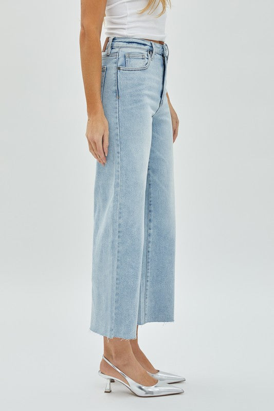 Nori Light Wash Crop Wide Leg Denim