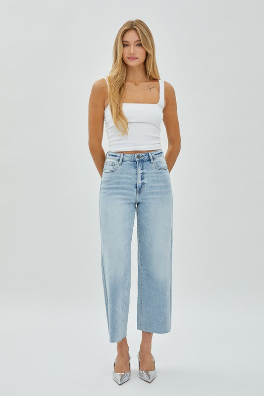 Nori Light Wash Crop Wide Leg Denim