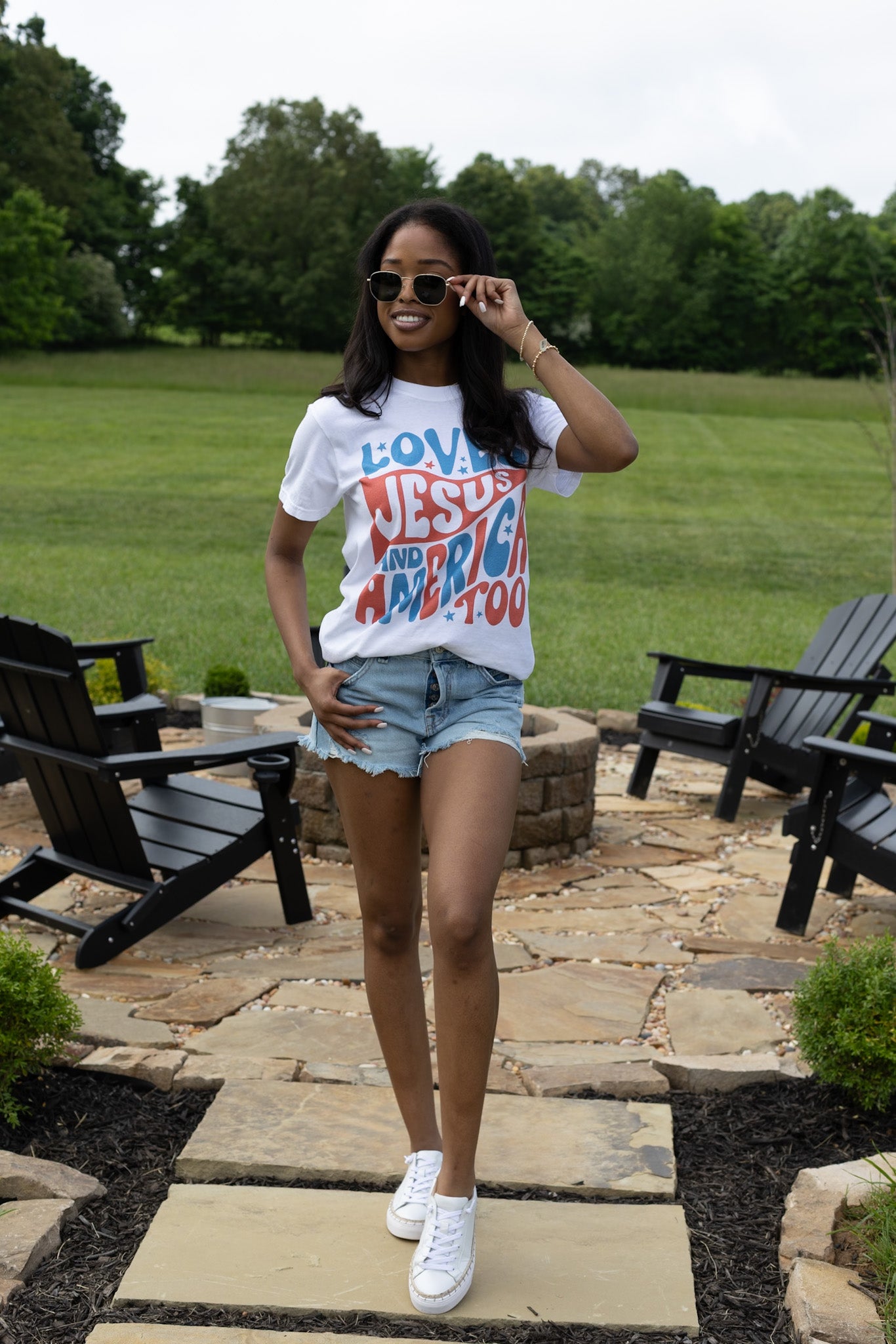 Loves Jesus and America Too Graphic Tee