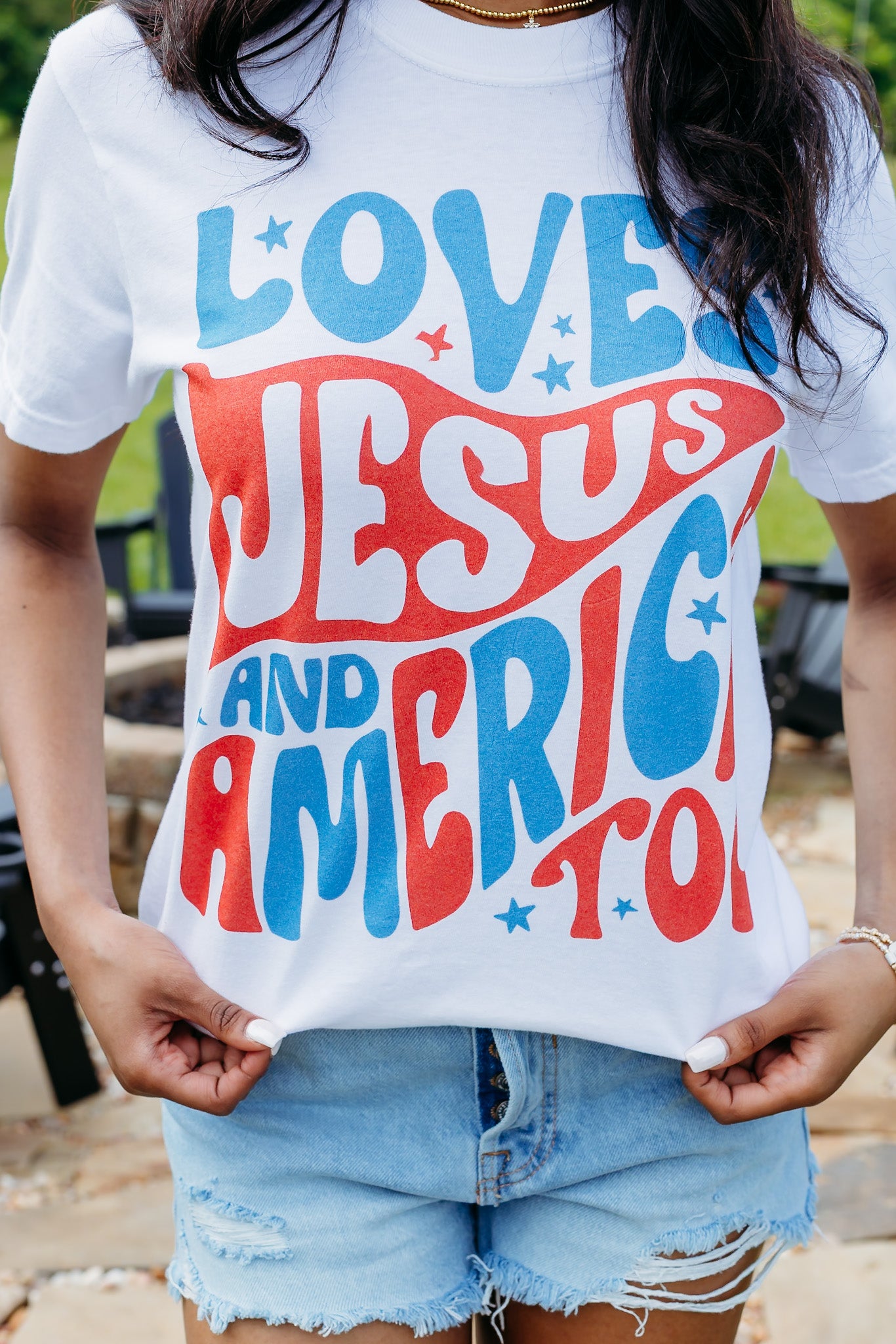 Loves Jesus and America Too Graphic Tee