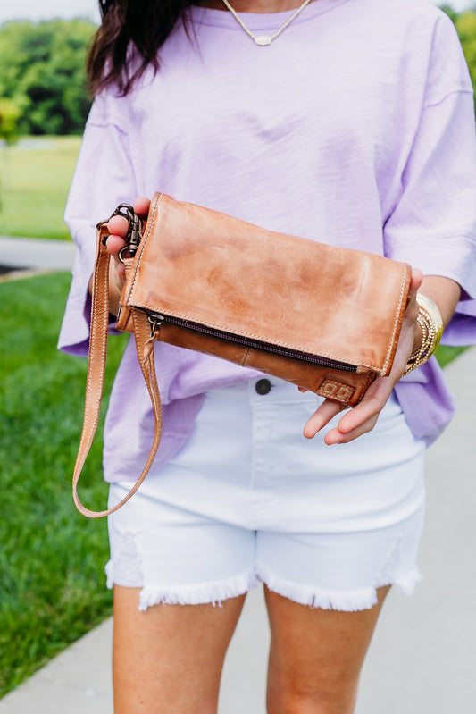 Amina Tan Rustic Crossbody Clutch