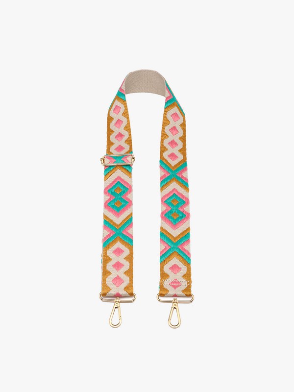 Bohemian Pink Green Guitar Strap
