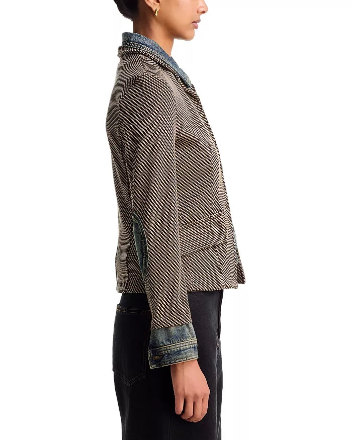 Clarissa Mixed Media Lexington Check Denim Jacket