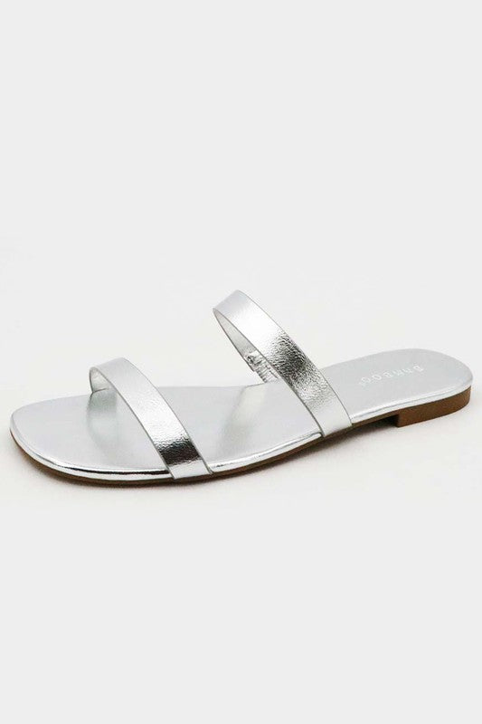 Eclipse Silver Slide Sandals