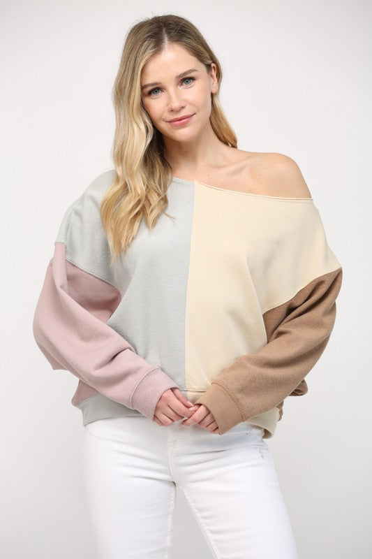 Treat Yourself Grey/Cream Top