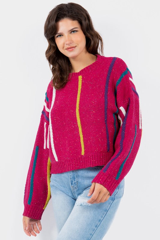 Feeling Excited Fuchsia Sweater