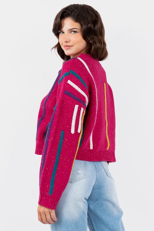 Feeling Excited Fuchsia Sweater