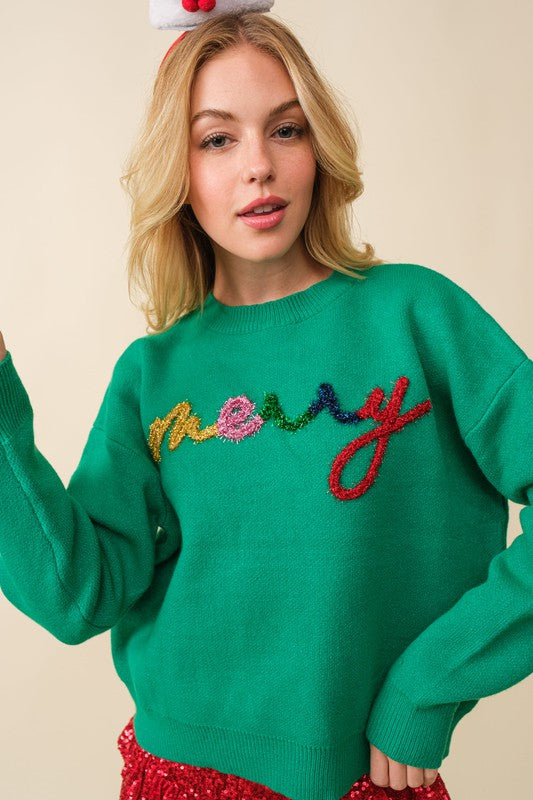 Be Merry Green Sweater