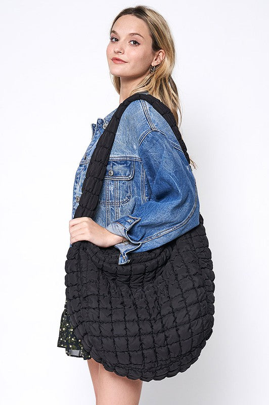 Carry on Quilted Puffer Black Crossbody