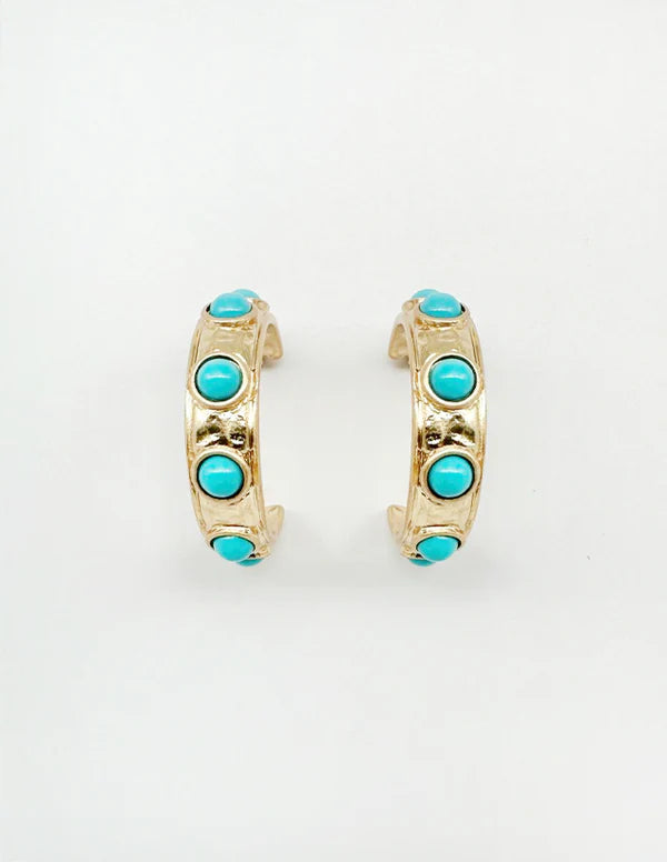 Pretty Comes Easy Turquoise Hoop Earrings