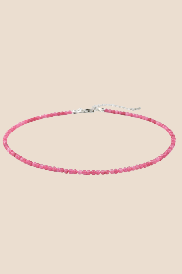 Colorful Dopamine Pink Beaded Necklace