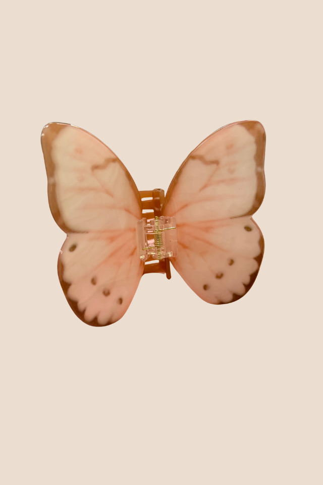French Butterfly Pink Hair Clip