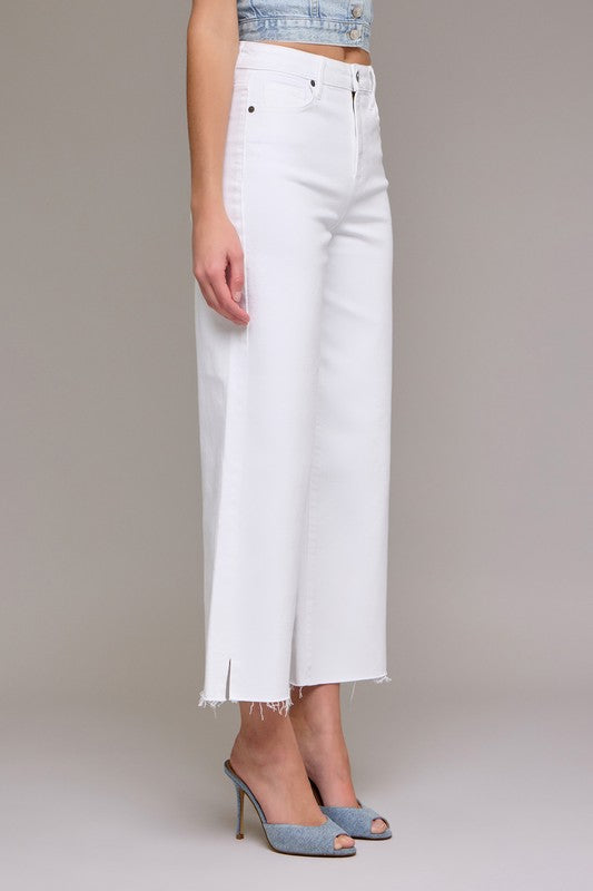 Nori White Clean Cropped Wide Leg Denim
