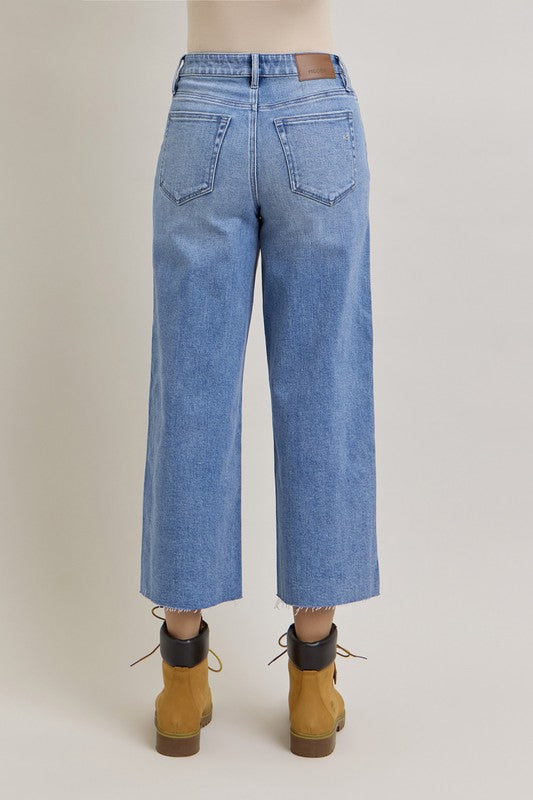 Nori Medium Wash Crop Wide Leg Denim