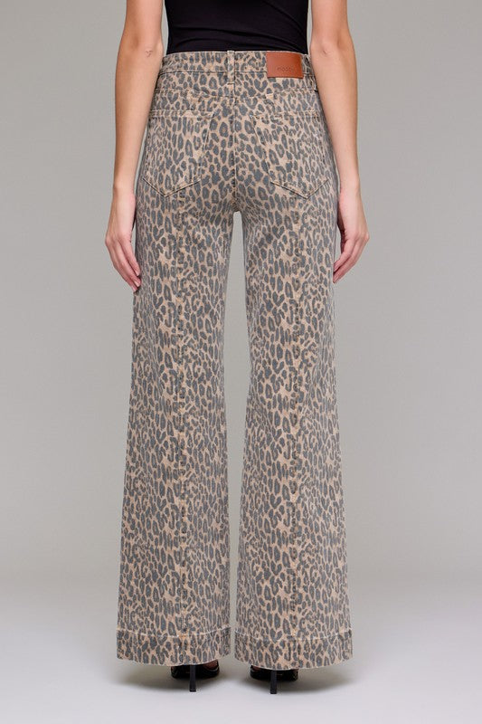 Happi Cheetah Wide Flare Denim