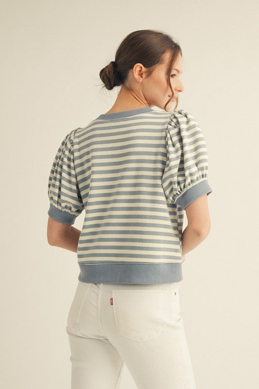Striped Style Blue Top
