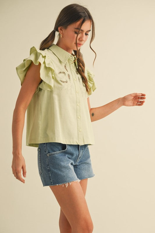 Sweetheart Stitch Green Top