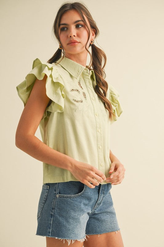 Sweetheart Stitch Green Top
