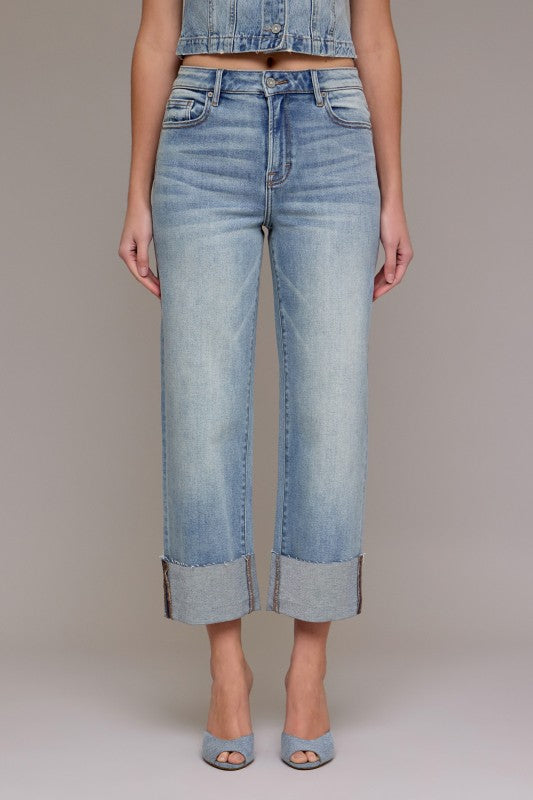 Ella Vintage Wash Wide Straight Denim