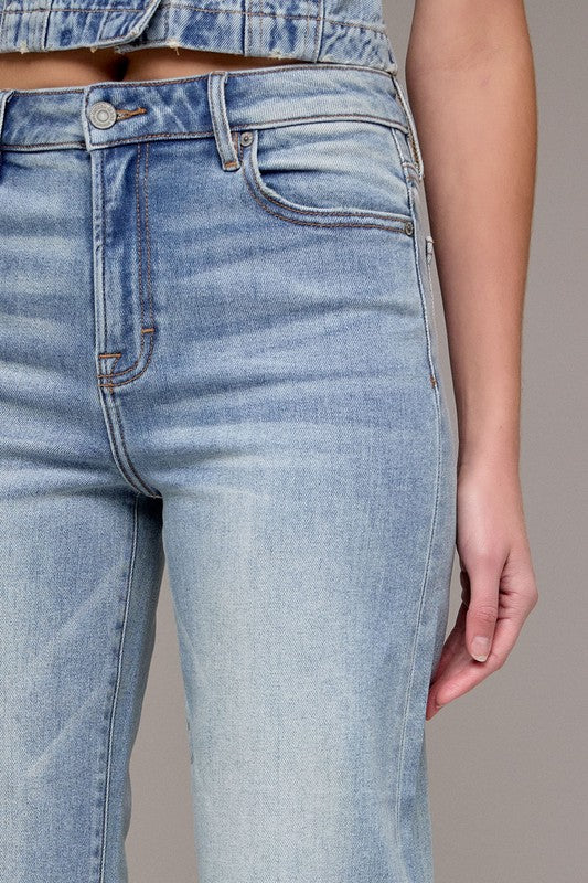 Ella Vintage Wash Wide Straight Denim
