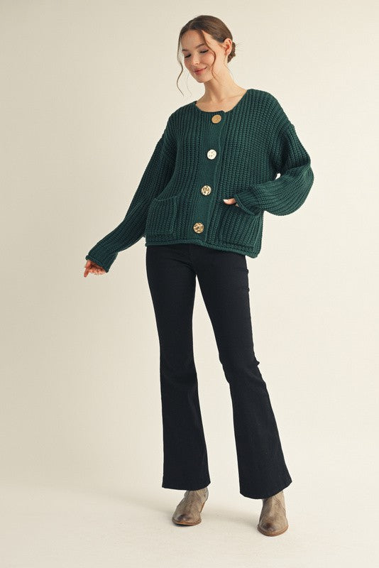 Found My Place Hunter Green Cardigan