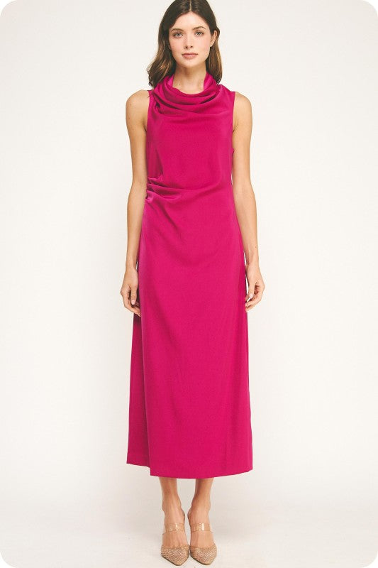 pretty lavish pink satin dress Pretty Lavish Edita Cowl Midaxi Dress - Pink