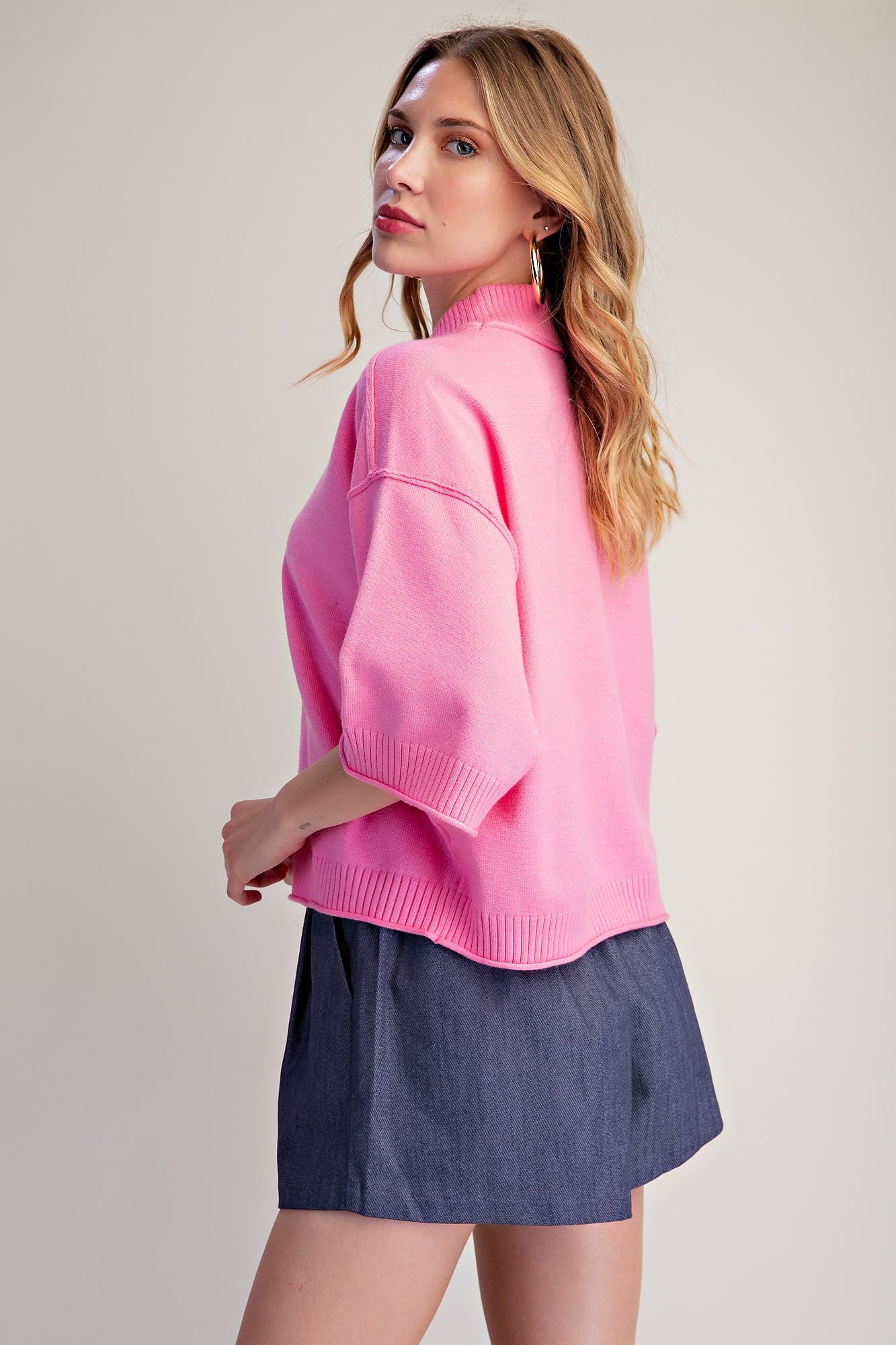 Daily Knit Pink Sweater Top