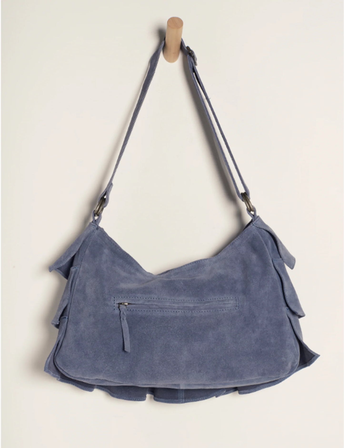 Rae Slate Ruffle Shoulder Bag