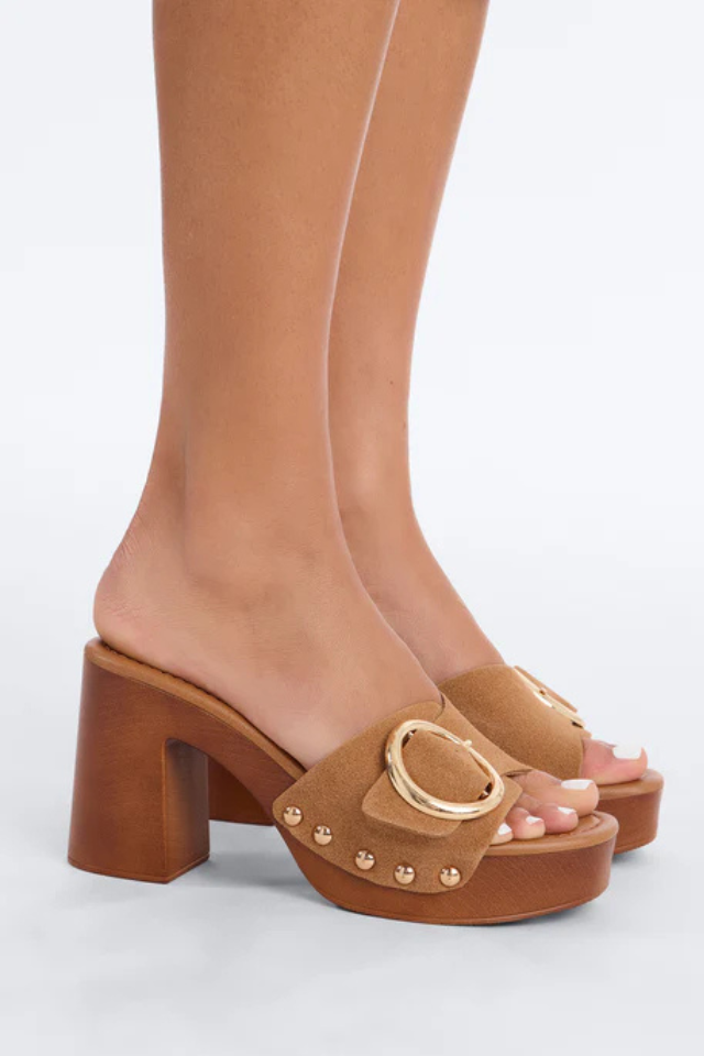 Rise and Shine Tan Platform Heels