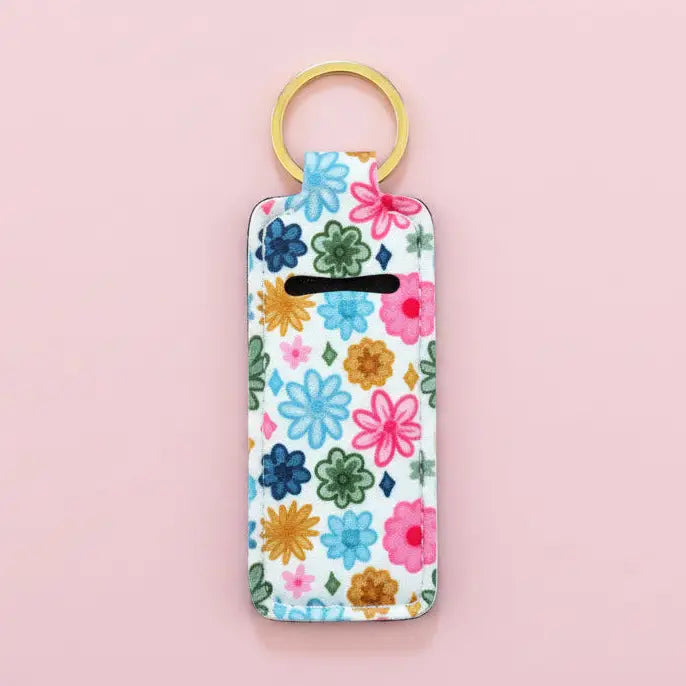 Lip Balm/Lipstick Watercolor Florals Keychain Holder