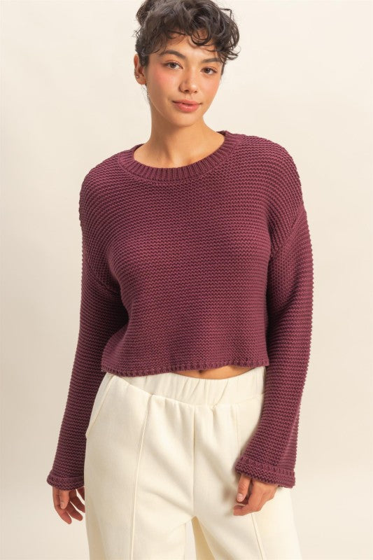 Good Mood Deep Plum Sweater