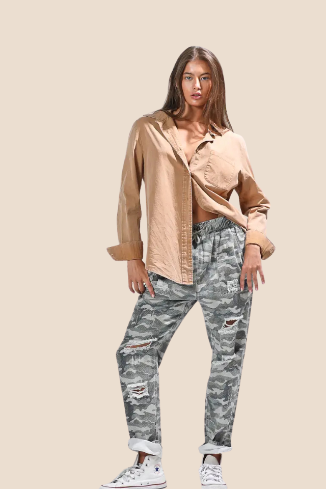 Washed Out Camel Top