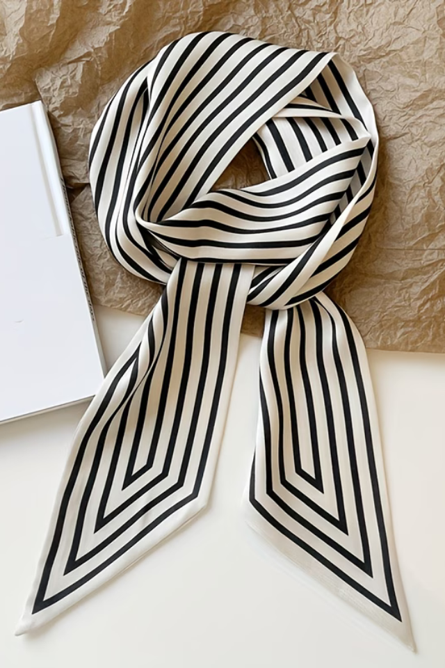 Finding the Edge White Satin Scarf