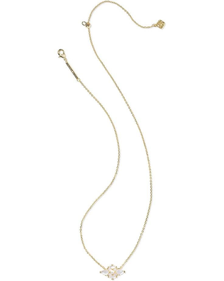 Abbie Crystal Gold Short Pendant Necklace in Neutral Mix