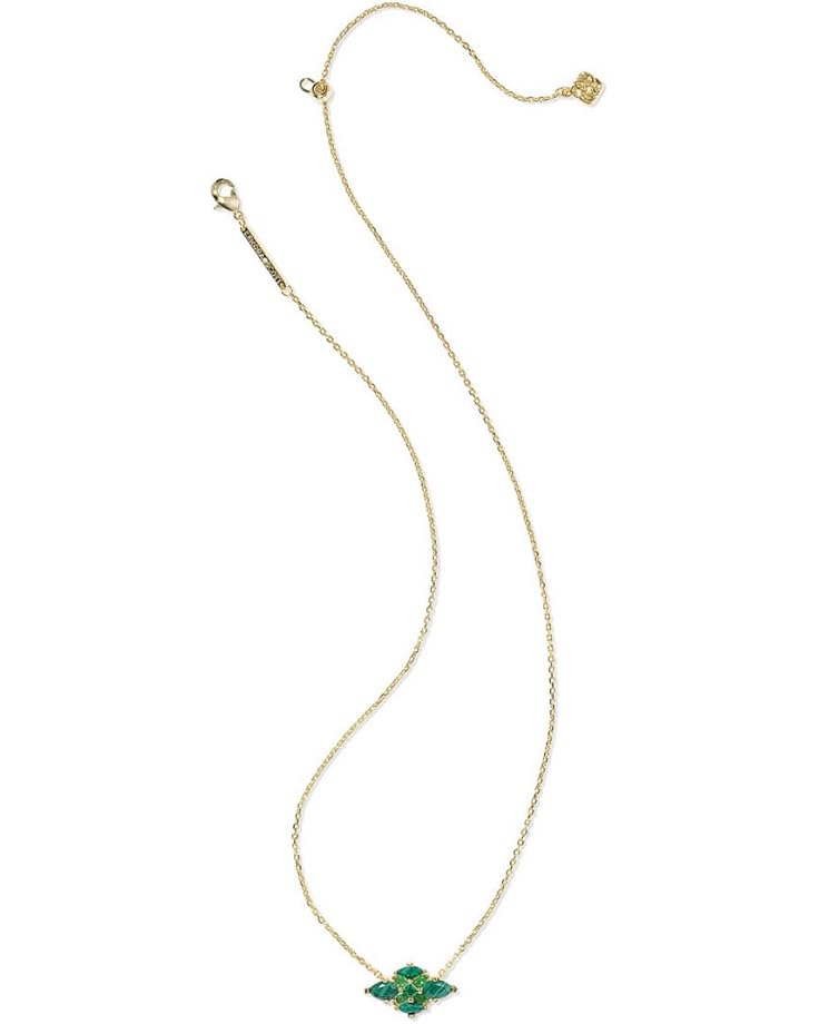Abbie Crystal Gold Short Pendant Necklace in Green Mix