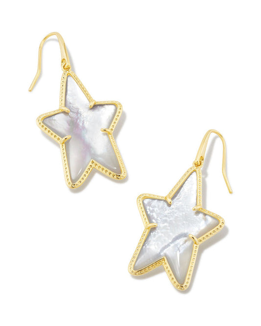 Ada Star Small Drop Earrings in Gold Ivory Mother-of-Pearl