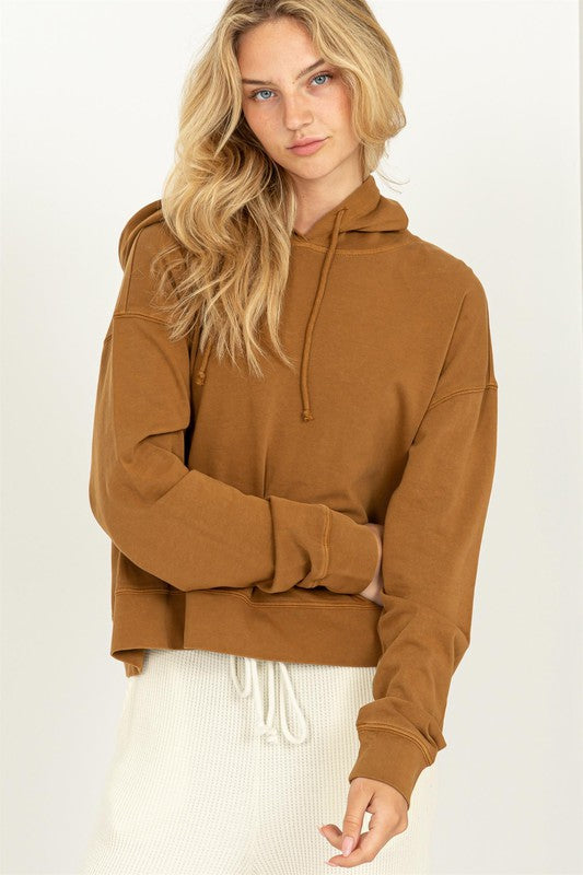 Happy Thoughts Pale Brown Hooded Top