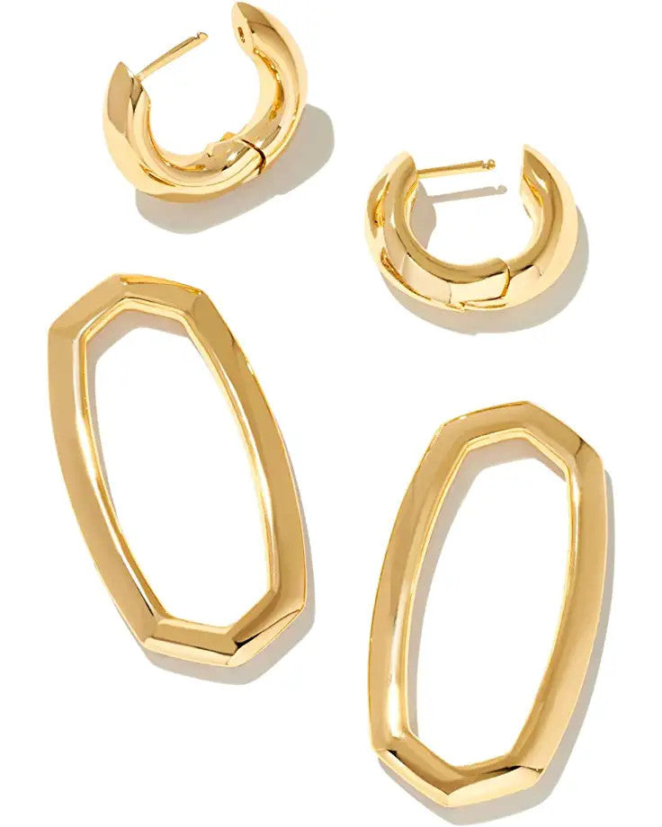 Danielle Link Earrings Gold White Crystal